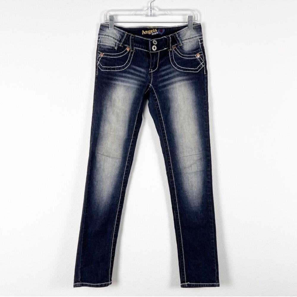 Y2K Angels Jeans Low Rise Slim Leg Jeans Blue Size 7 - Picture 3 of 4